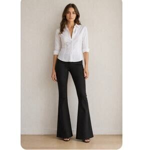 Y2K Black High Rise Flared Pants CBK 90s Minimalist Career Size S